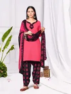 Printed Crepe Unstitched Suits Fabric for Women, Multicolor 