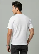 Polyester Round Neck T-shirt for Men, White 