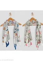 Chiffon Scarves for Women, White, Pack of 2