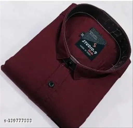 Cotton Blend Solid Shirt for Men, Maroon (XL) Pack of 1