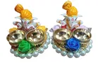 Metal Decoretive Pooja Thali, Multicolour Pack of 2