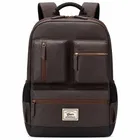 Gear Vintage Boxy, 26L Water Resistant Faux Leather Laptop Backpack for Men & Women, Brown Black