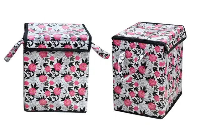 PVC Printed Rectangular Laundry Bag (Multicolor, 47 L)