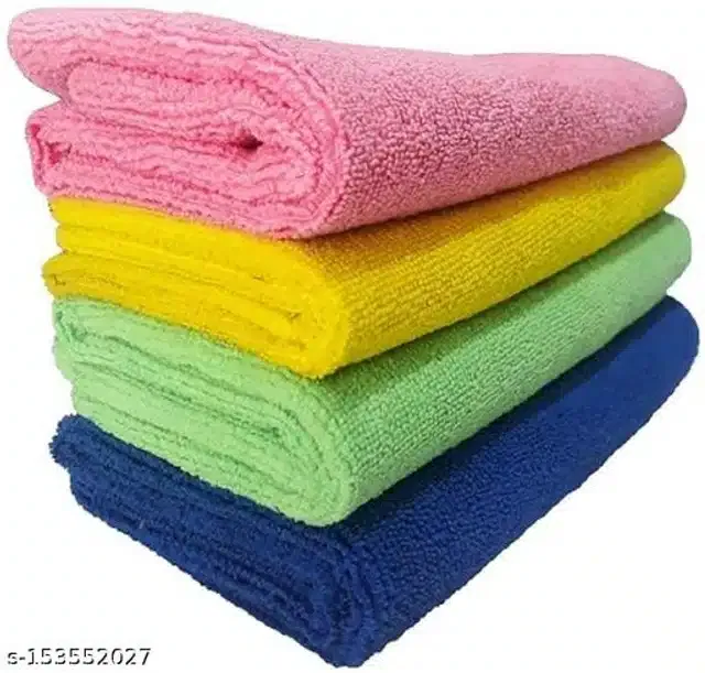 Microfiber Bath Towel (Multicolor, 40x40 cm) (Pack of 4)