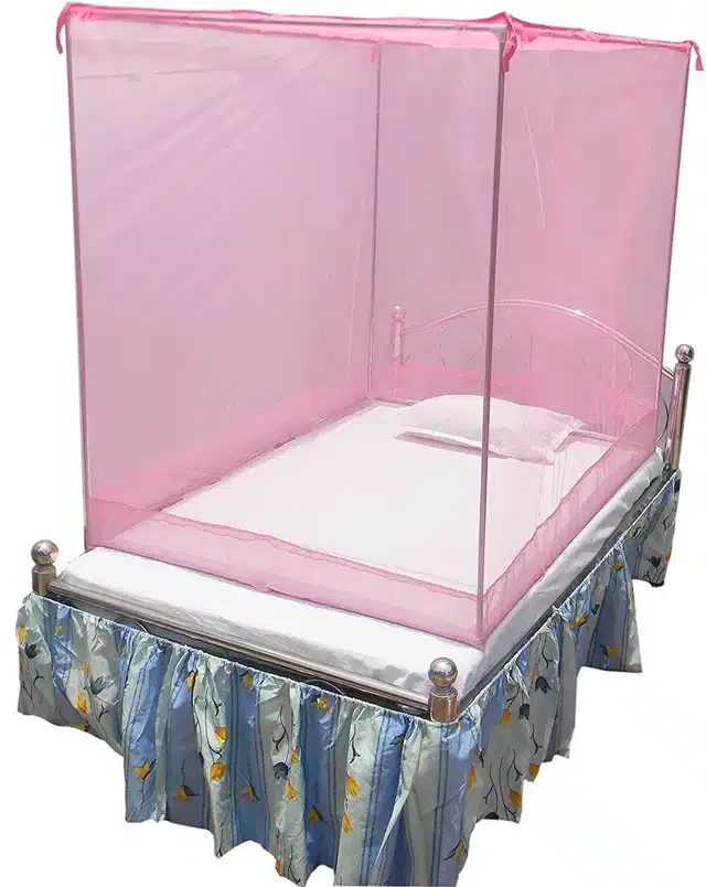 Polyester Single Bed Mosquito Net (Pink, 6x3 feet)