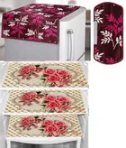PVC Printed Fridge Top Cover with 3 Pcs Shelf Mats & Handle Cover 