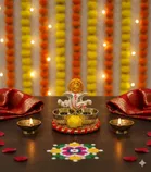 Metal Decoretive Pooja Thali, Multicolour Pack of 1