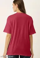 Cotton Blend Printed T-shirt for Women, Red 