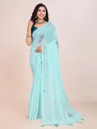 Silk Woven Design Saree for Women, Aqua Blue 