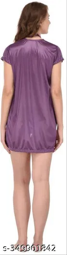 Satin Solid Babydoll for Women, Purple 