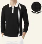 Cotton Blend Colorblocked Sweatshirt for Men, Black 