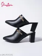 Shoetopia Navy Blue Synthetic Pumps Pointed Toe Mules 