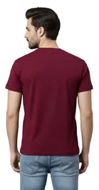 Polyester Printed T-Shirt for Men, Maroon 