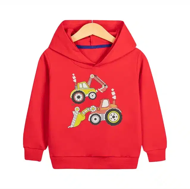 Cotton Blend Printed Hoodie for Kids (Red, 2-3 Years)