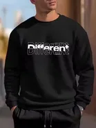 Fleece Printed Sweatshirt for Men, Black 