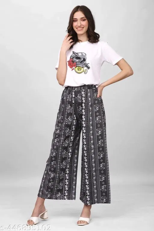 Palazzo Pants for Women (Black, XXL)