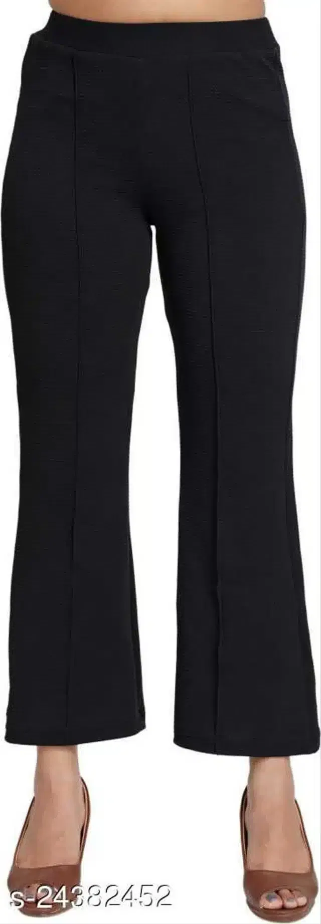 Cotton Lycra Trouser for Women (Black, 32)