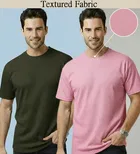 Polyester Round Neck T-shirt for Men, Multicolour, Pack of 2 