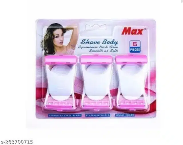 Female Body Razors (Pink & White, Pack of 6)