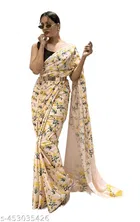 Chiffon Georgette Printed Ready To Wear 1 Minute Saree for Women 