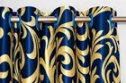 Alaqsa Floral Blue Printed Door Curtain 7ft