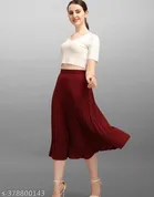 Crepe Skirts for Women (Maroon, 28)