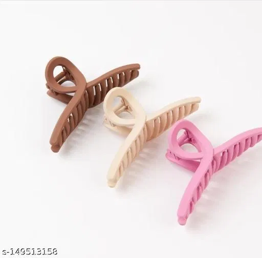 Plastic Hair Clutcher for Women & Girls (Multicolor, Pack of 3)