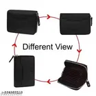 PU Card Holder with Zipper Closure for Men & Women, Black
