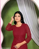 Net Kurti for Women,  Red  