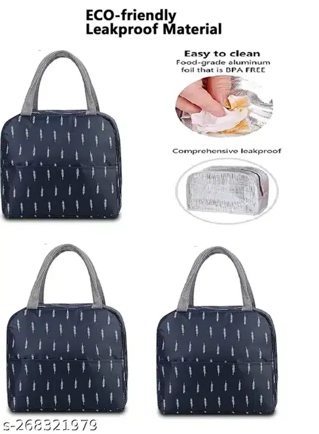 Polyester Printed Lunch Bags (Multicolor, Pack of 3)