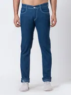 Cotton Blend Solid Jeans for Men (Blue, 30)