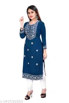 Rayon Slub Embroidered Kurta with Pant for Women 