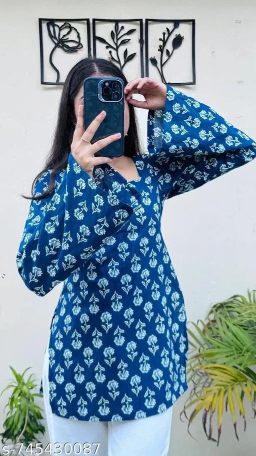 Kurti for Women (Blue, M)