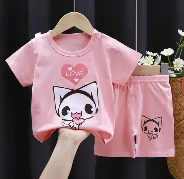 Hosiery Clothing Set for Girls (Pink, 0-3 Months)