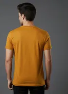 Cottont Blend  Printed T-shirt For Men, Mustard 