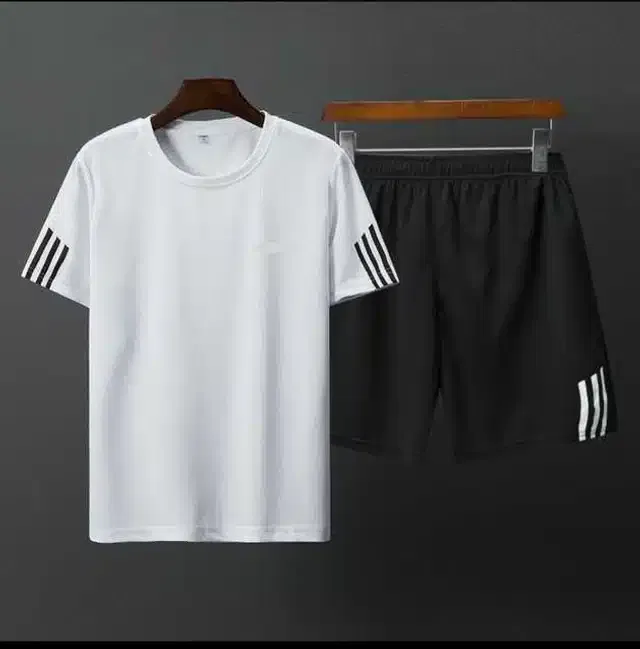 Polyester Tracksuit for Men (White & Black, S)
