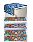 Knit Printed Fridge 4 Pcs Mat with Top Cover 