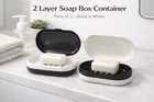 2 Layer Soap Box Container with Lead Pack of 2 Black & White