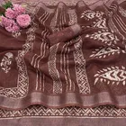 Linen Printed Saree for Women, Multicolor 
