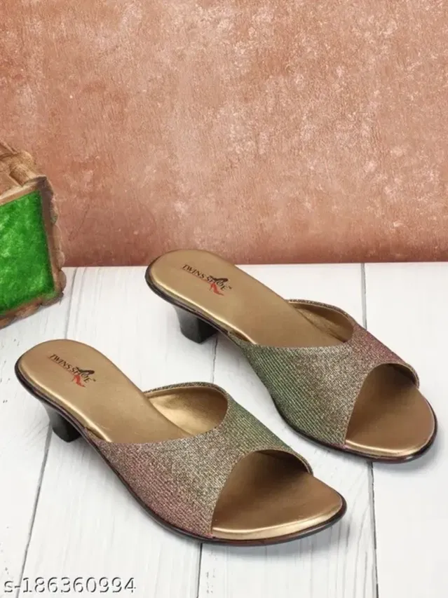 Acknew Heels for Women (Gold, 4) ACK10029