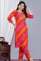 Rayon Floral Print Women's Kurta with Pant Set 