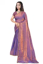 Satin Solid Saree for Women, Lavender 