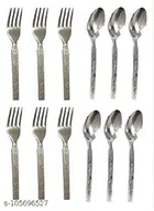 Stainless Steel 6 Pcs Spoons with 6 Pcs Forks (Assorted, Set of 2)
