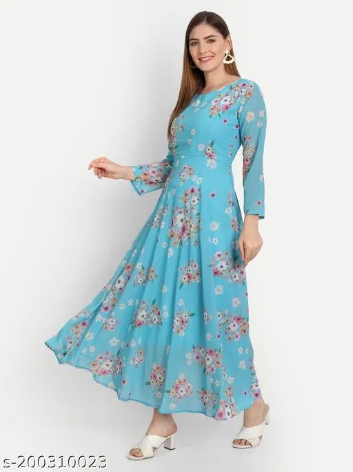 Dresses for Women (Aqua Blue, XXXL)