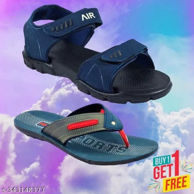 Sandal with Flipflop for Men (Multicolor, 7) (Pack of 2)