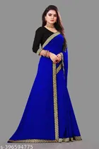 Lycra Solid Saree for Women 