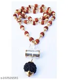 Cap Mala with Silver Damru Gold Plated Rudraksha Mala Resin Chain Set for Men 