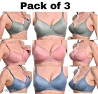 Cotton Blend Solid Bra for Women & Girls, Multicolour, Pack of 3 