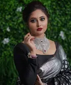 Litchi Silk Zari Woven Saree for Women, Black 