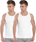 Cotton Solid Vest for Men (White, 80) (Pack of 2)
